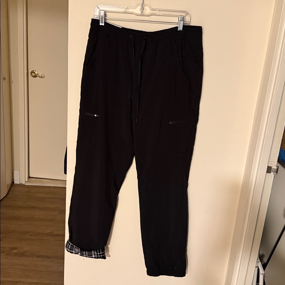 Eddie Bauer Black Pants with Plaid Flannel Lining